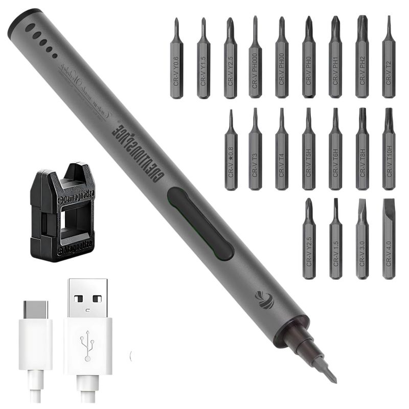 OEM - Destornillador Inalámbrico Profesional Recargable 20 PZ con Luz LED y Magnetizador