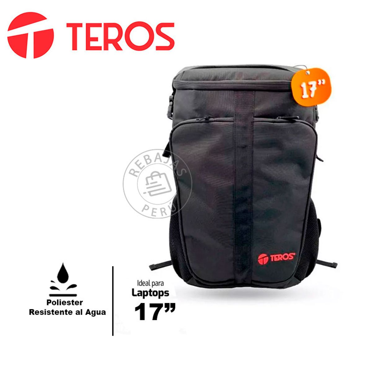TEROS - Mochila Teros TE-18590 para Laptop 17″ Acolchada Negra Cómoda