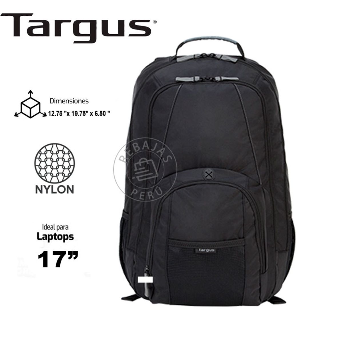 TARGUS - Mochila Targus Groove 17 Negra Acolchada Resistente  Multifuncional