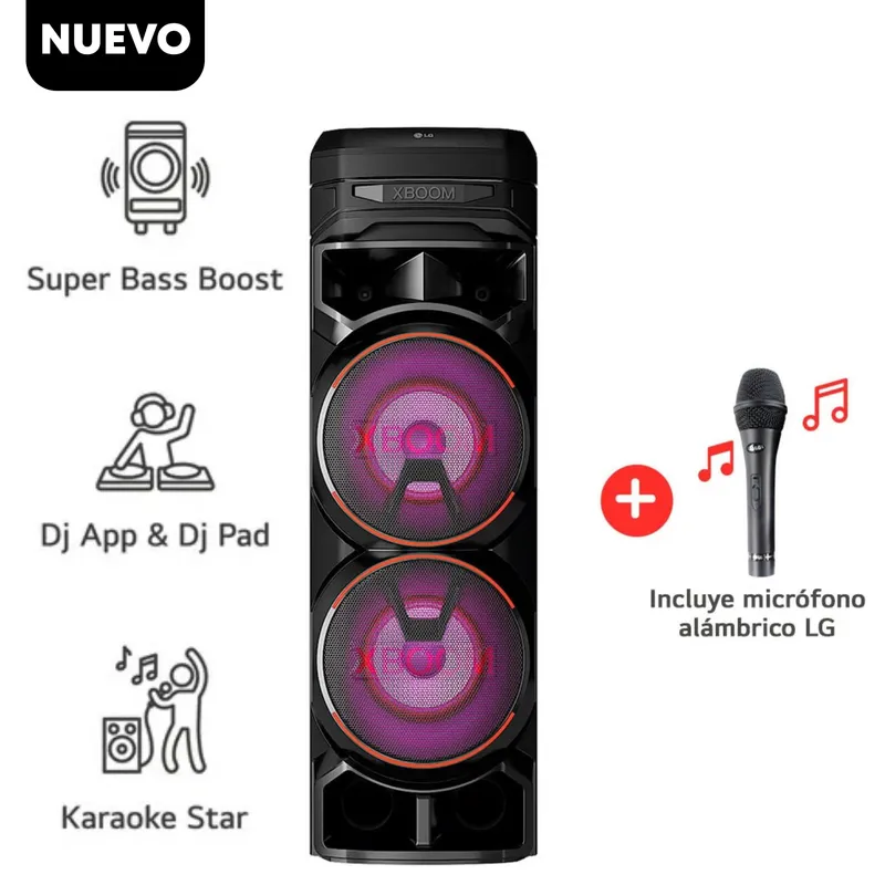LG - Torre de Sonido LG XBOOM con Bluetooth y Karaoke Star RNC9 + Microfono
