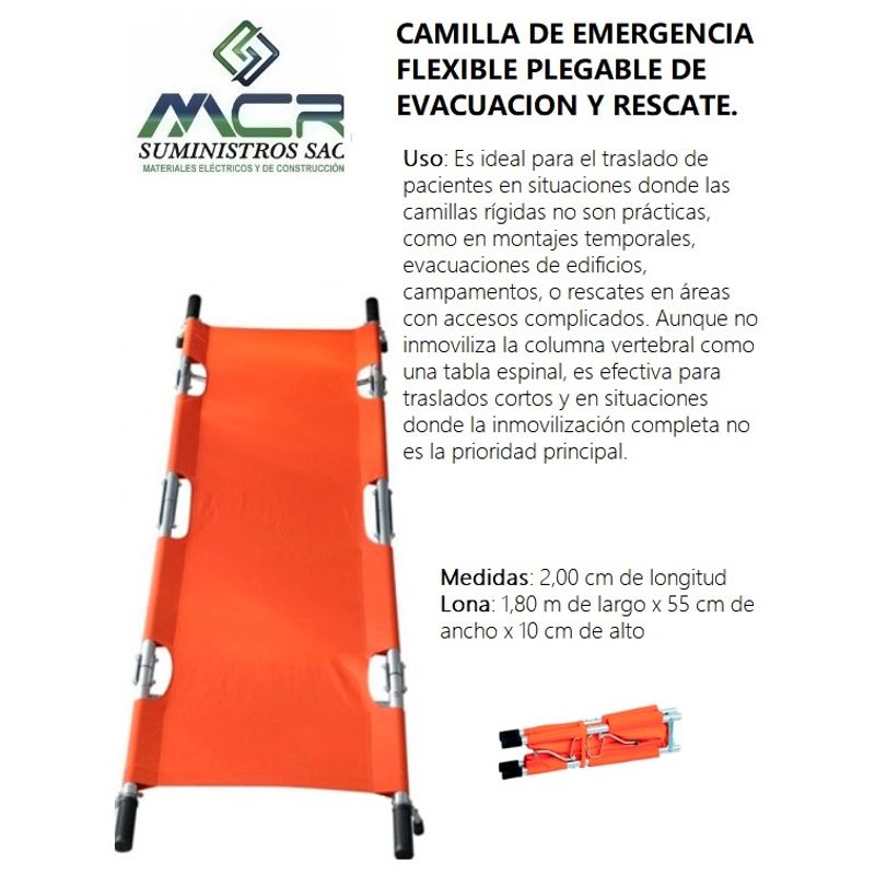 GENERICO - CAMILLA DE RESCATE PLEGABLE MATERIAL LONA Y ESTRUCTURA METALICA