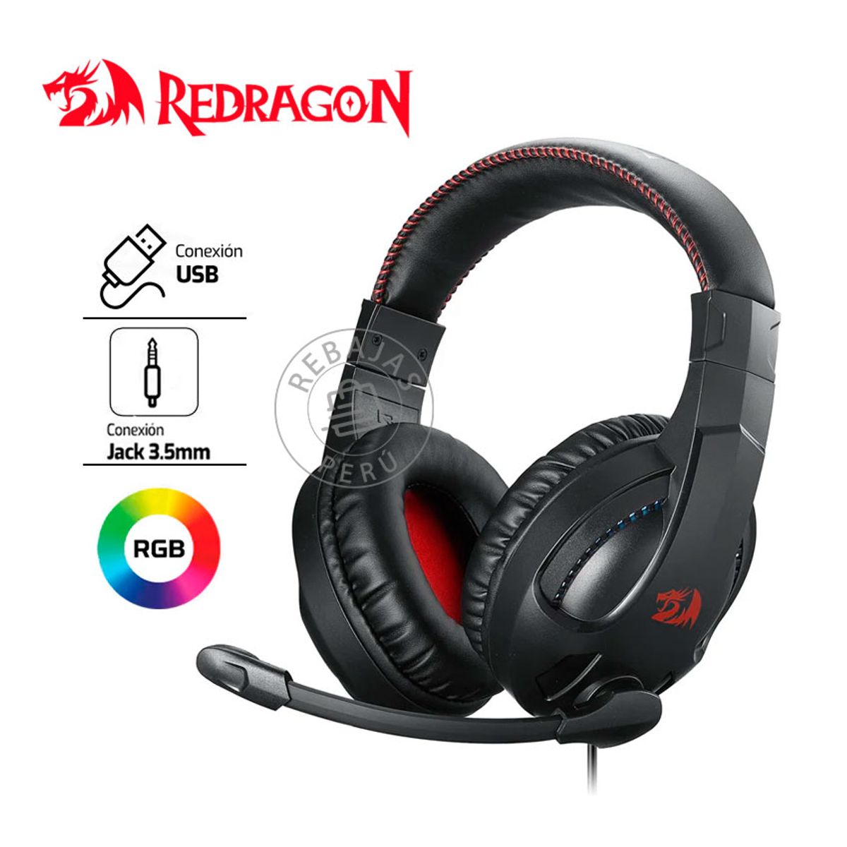 REDRAGON - Auriculares Redragon CRONUS H211 Black Cableados 35mm y USB-A