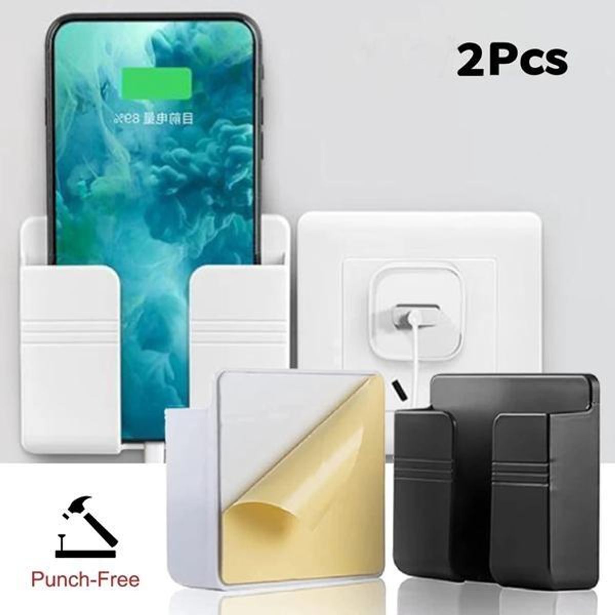 GENERICO - Pack x02 Porta Celular Para Pared con Adhesivo Soporte de Carga