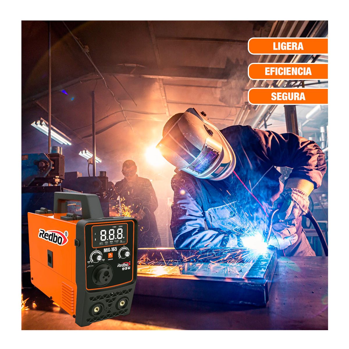 REDBO - Soldador Inverter Mig-165 Para Soldar 220v Redbo - Mig-165