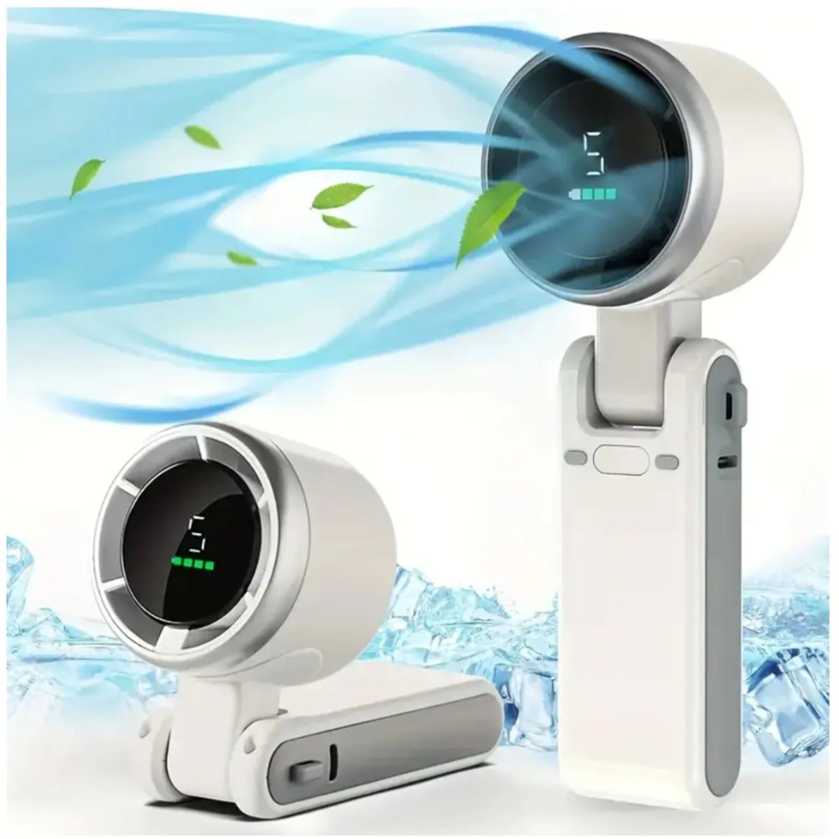 GENERICO - Ventilador Portátil Recargable Alta Velocidad Pantalla LED 5 Niveles