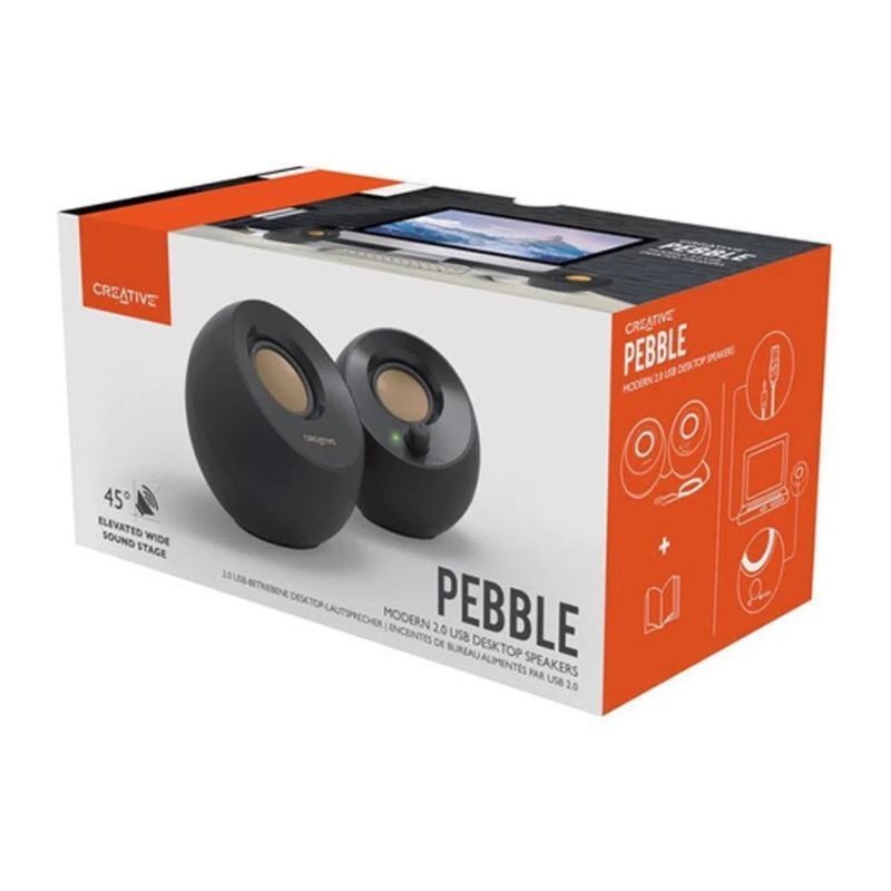 CREATIVE - PARLANTE CREATIVE PEBBLE 2.0 4.4W 3.5MM USB-POWER BLACK (51MF1680AA000)