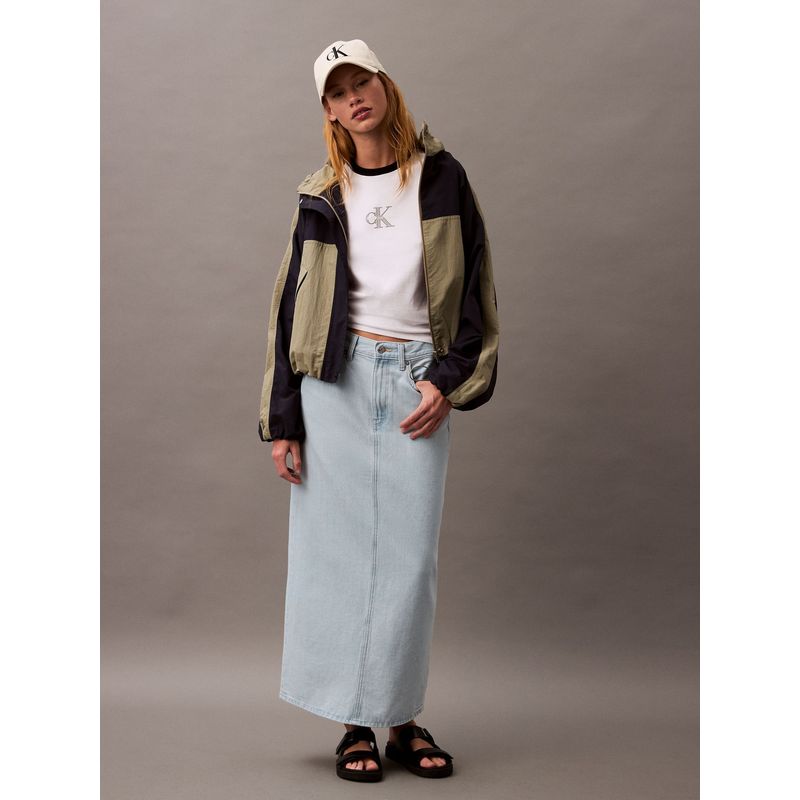 CALVIN KLEIN - FALDA  DENIM MAXI SKIRT BLEACHED INDI