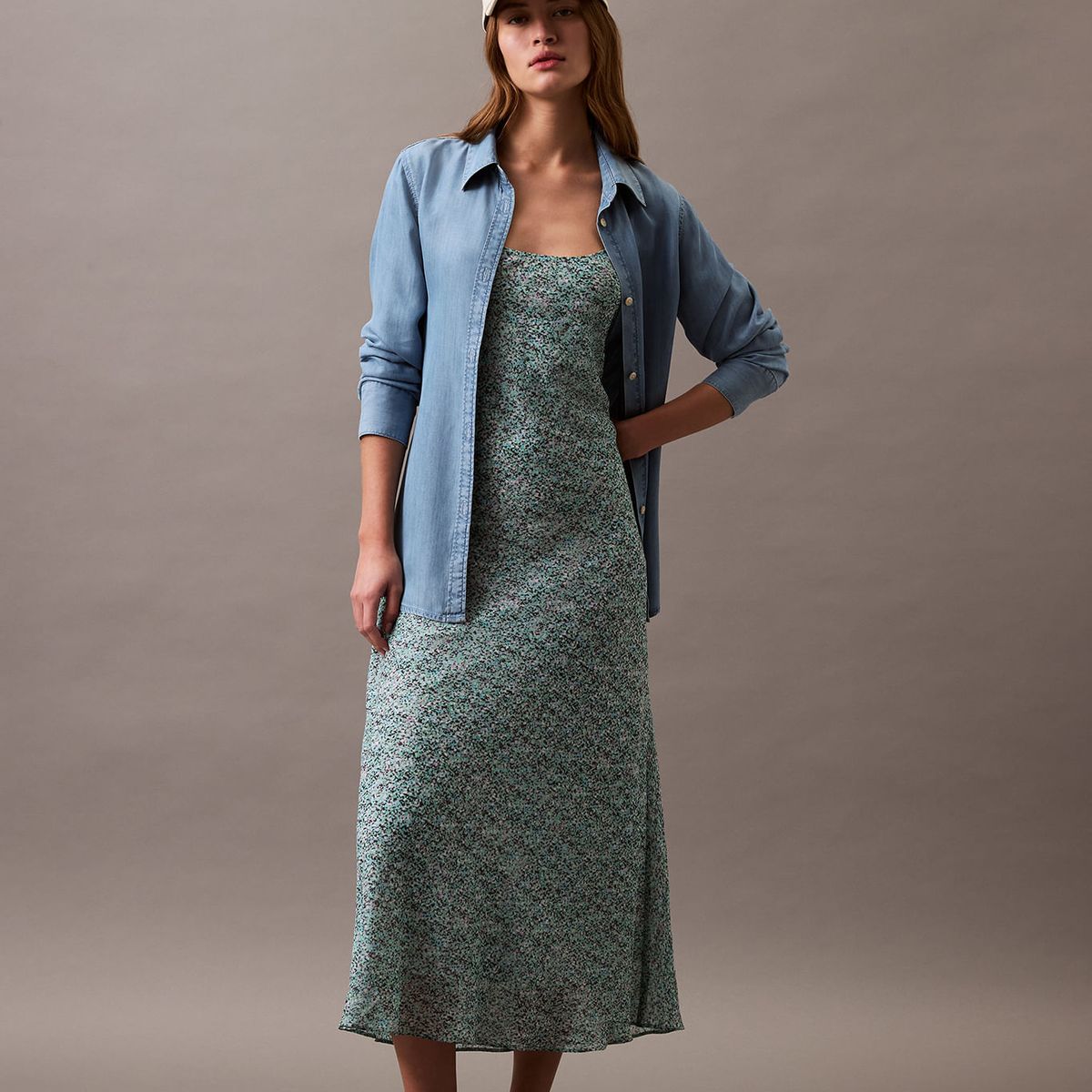 CALVIN KLEIN - VESTIDO PRINTED ABSTRACT GEORGETTE SLI