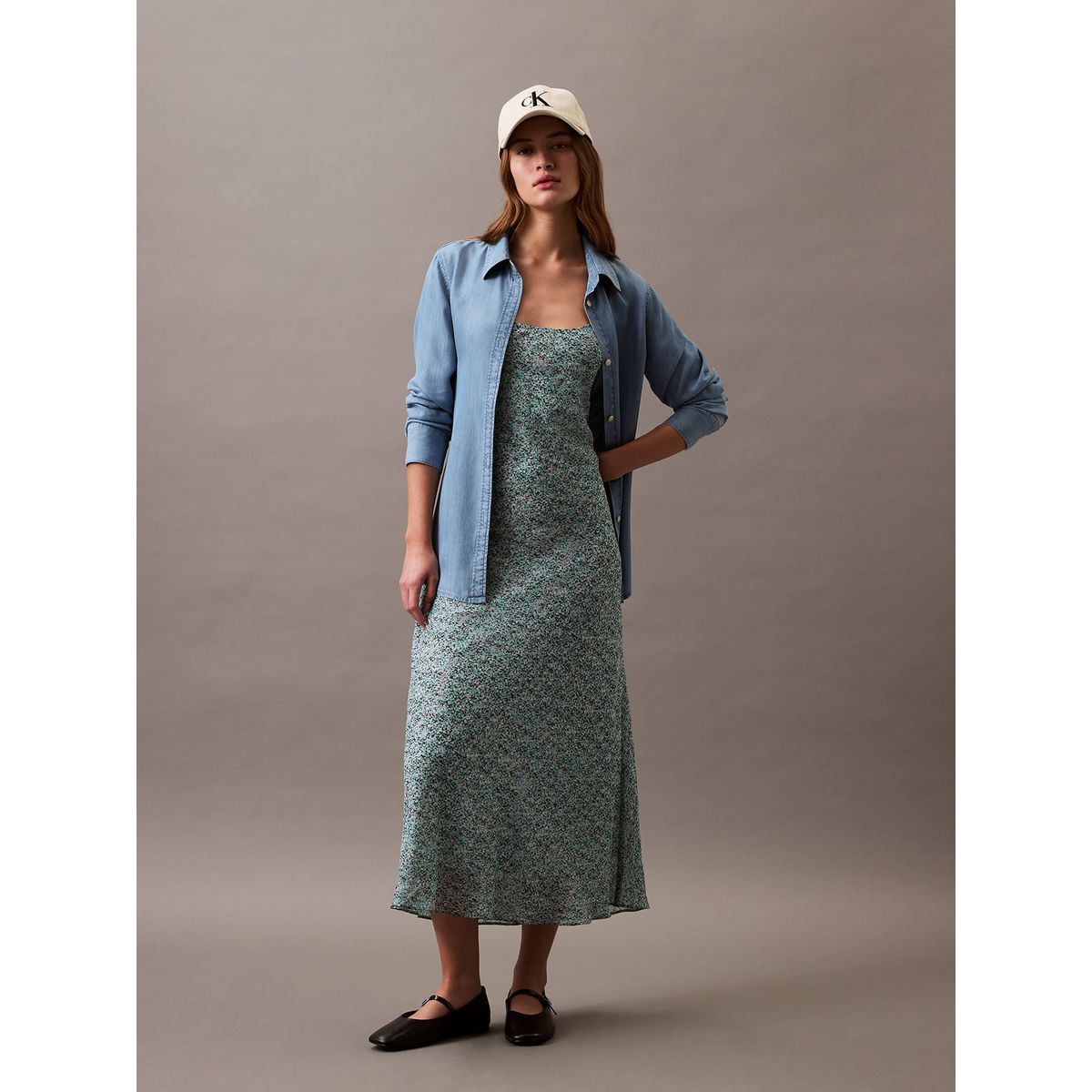 CALVIN KLEIN - VESTIDO PRINTED ABSTRACT GEORGETTE SLI