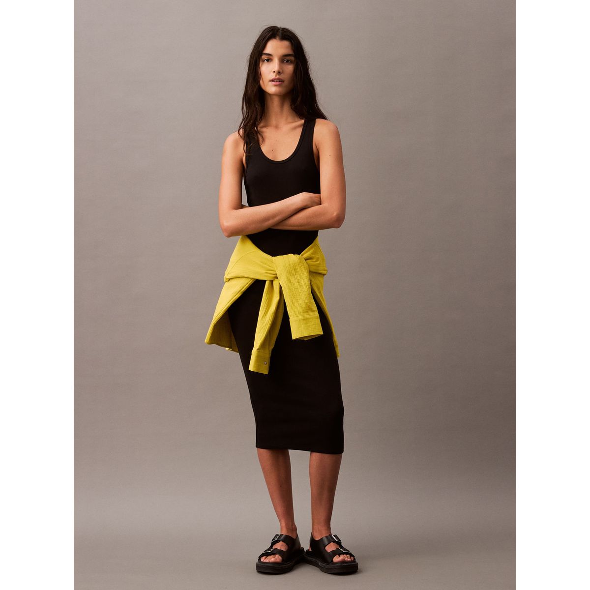 CALVIN KLEIN - VESTIDO HERO SLEEVELESS COTTON CONTOUR