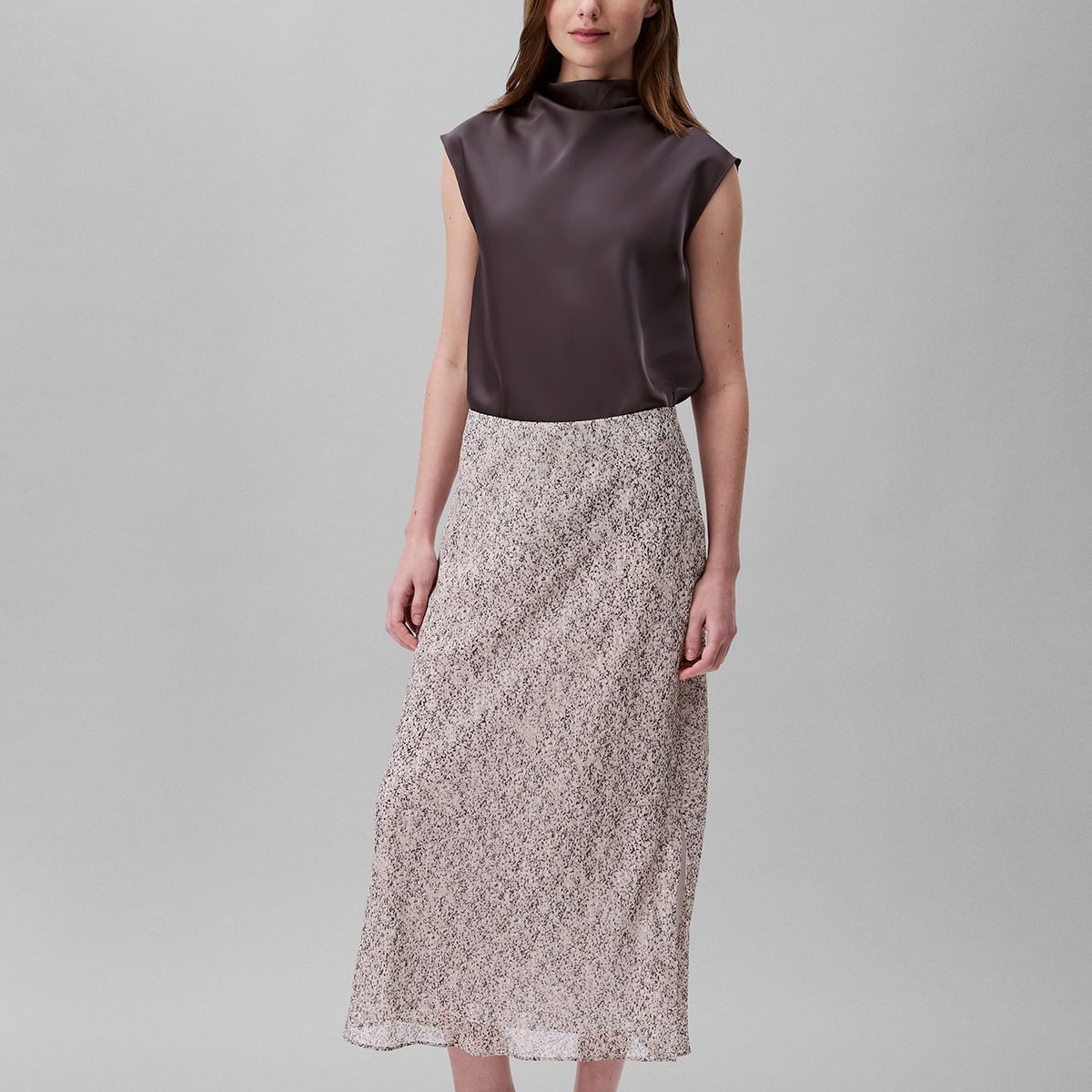 CALVIN KLEIN - FALDA  PRINTED ABSTRACT GEORGETTE MID