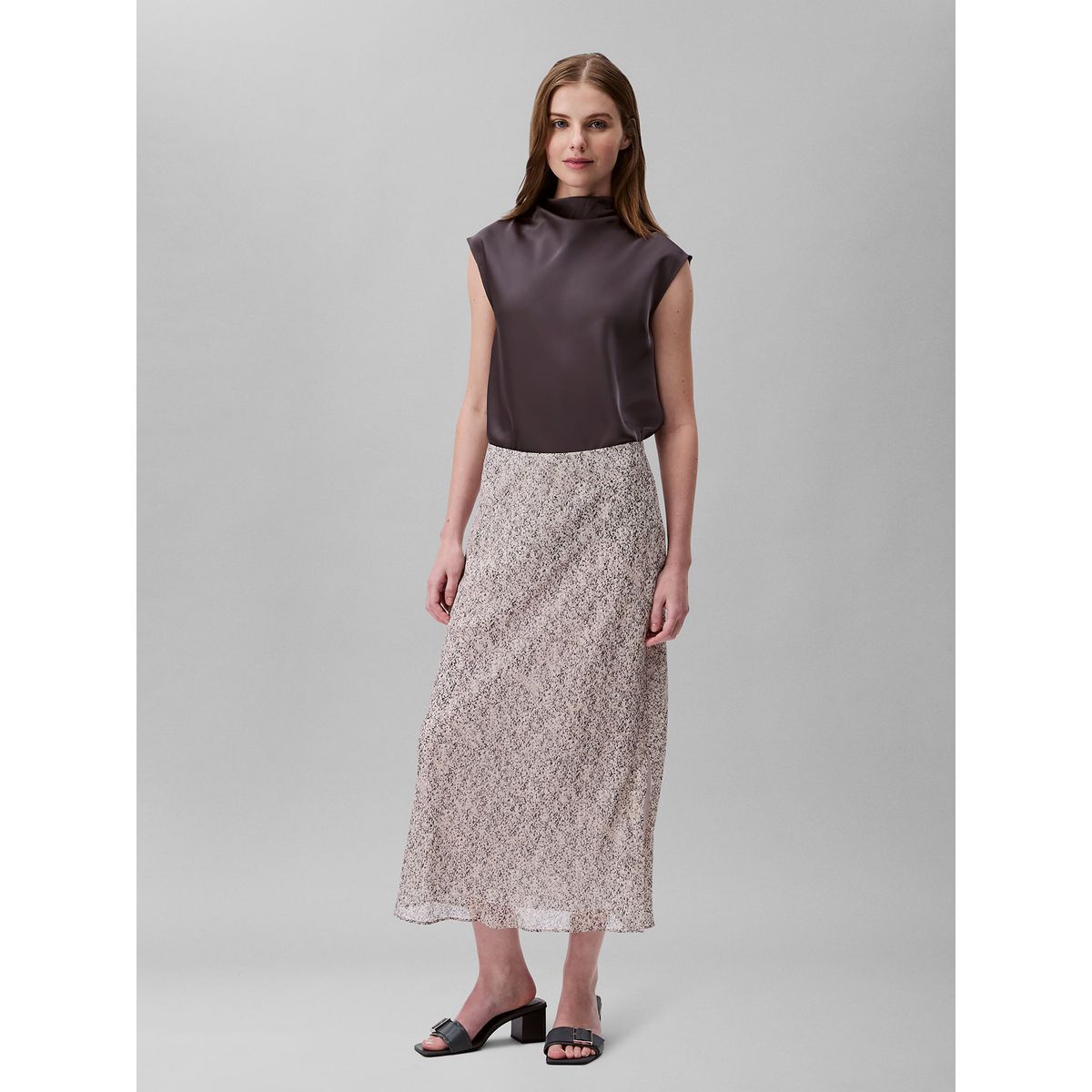 CALVIN KLEIN - FALDA  PRINTED ABSTRACT GEORGETTE MID