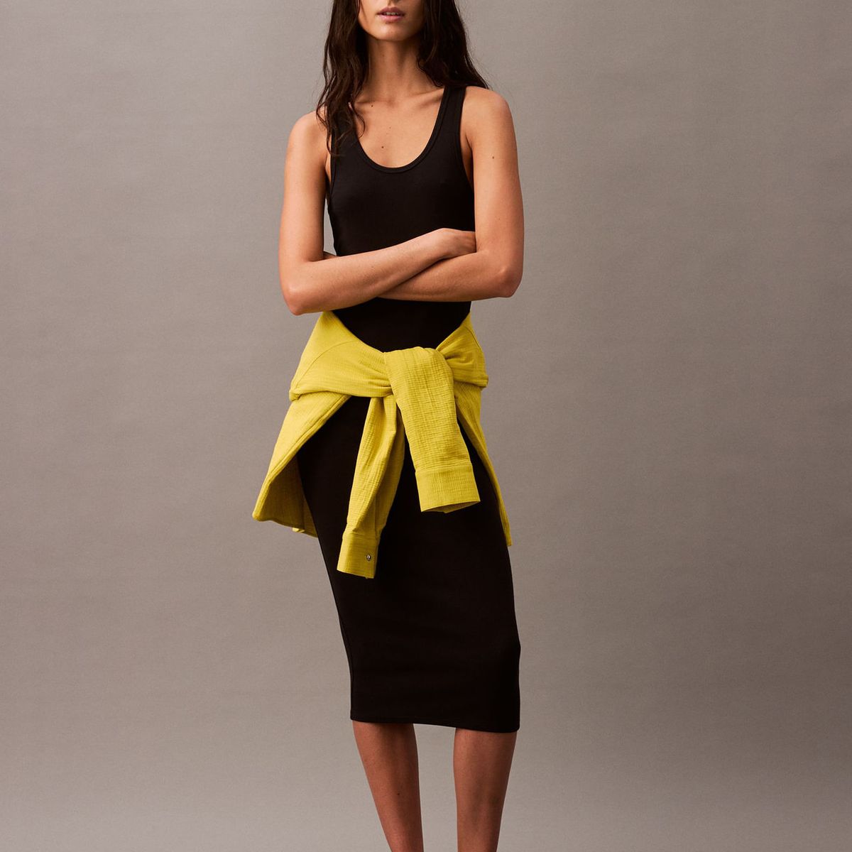 CALVIN KLEIN - VESTIDO HERO SLEEVELESS COTTON CONTOUR