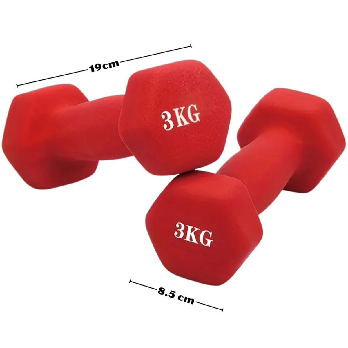 PENTHA - Pesa Mancuernas De Vinilo De 3 Kg Pesas Rojas Plastificadas Par