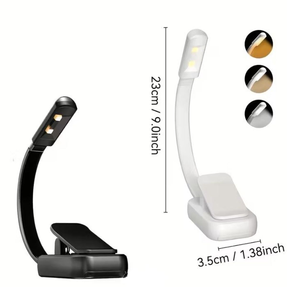 GENERICO - Linterna LED Clip-On con brillo ajustable para lectura  A pilas AA