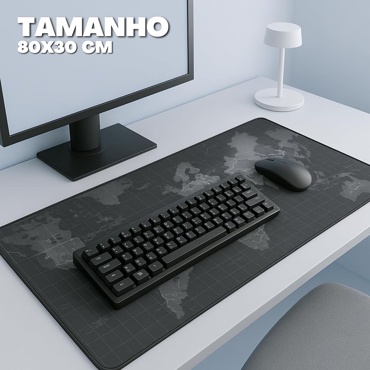 SEISA - Pad Mouse Gamer XL 80×30 CM Mapamundi Alfombrilla Antideslizante Gamer