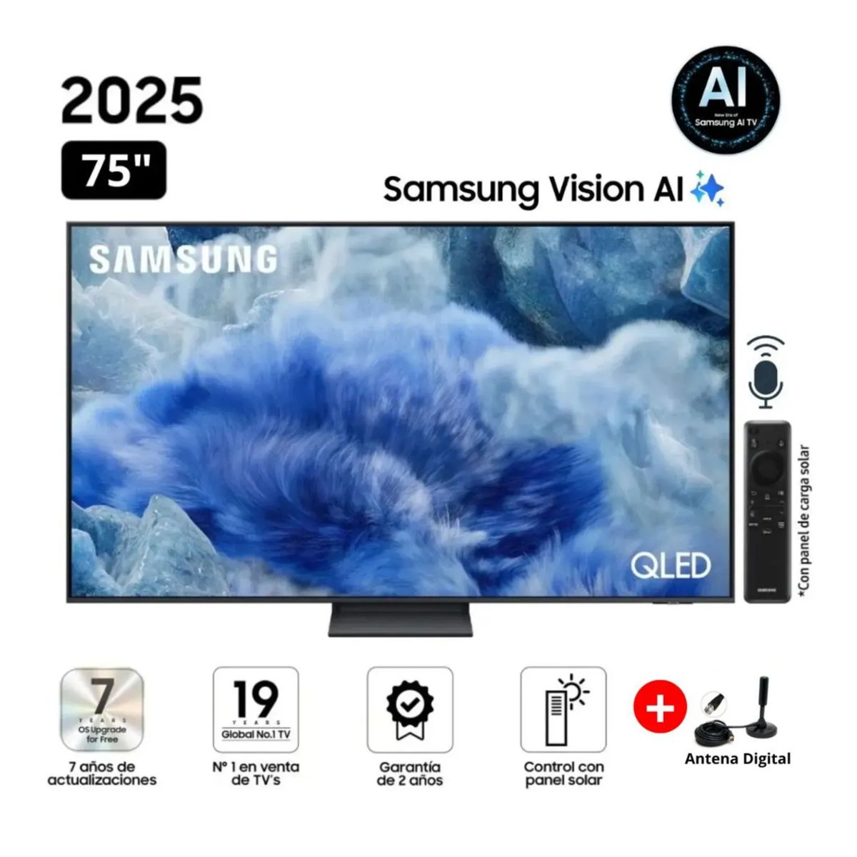 SAMSUNG - Televisor Smart TV Samsung 75 QLED Q8F Vision AI 2025 + Antena Digital