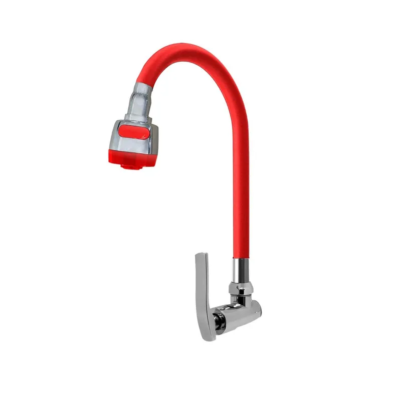 C&A - Llave caño de lavadero flexible para pared doble chorro C&A - Rojo