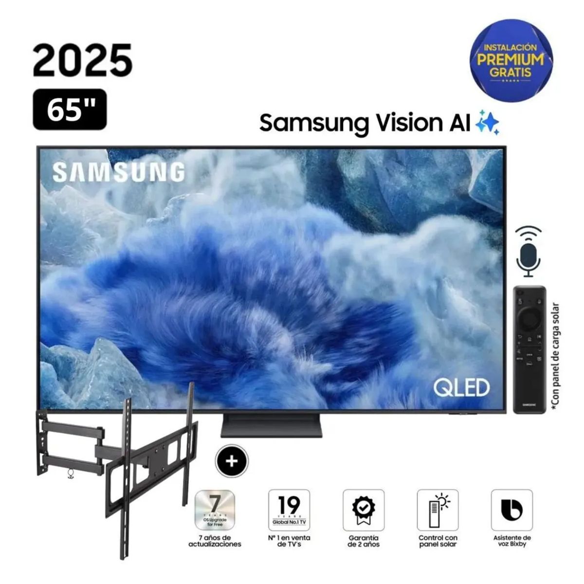 SAMSUNG - TELEVISOR SAMSUNG QLED 65 4K UHD Q8F Vision AI Smart TV QN65Q8FAAGXPE 2025 + RACK