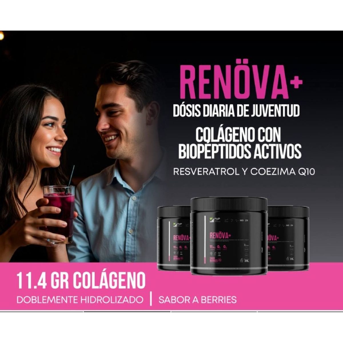GENERICO - COLAGENO RENÖVA ORIGINAL   + PÉPTIDOS ACTIVOS PACK X 3 POTES - C/U 315GR