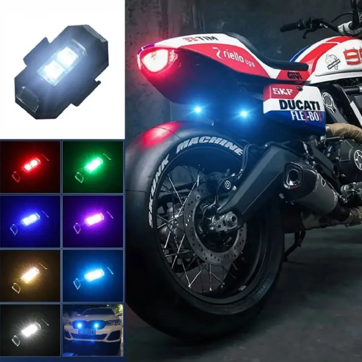 GENERICO - MMINI LUZ LED PARA MOTOCICLETAS 7 COLORES UNIVERSAL