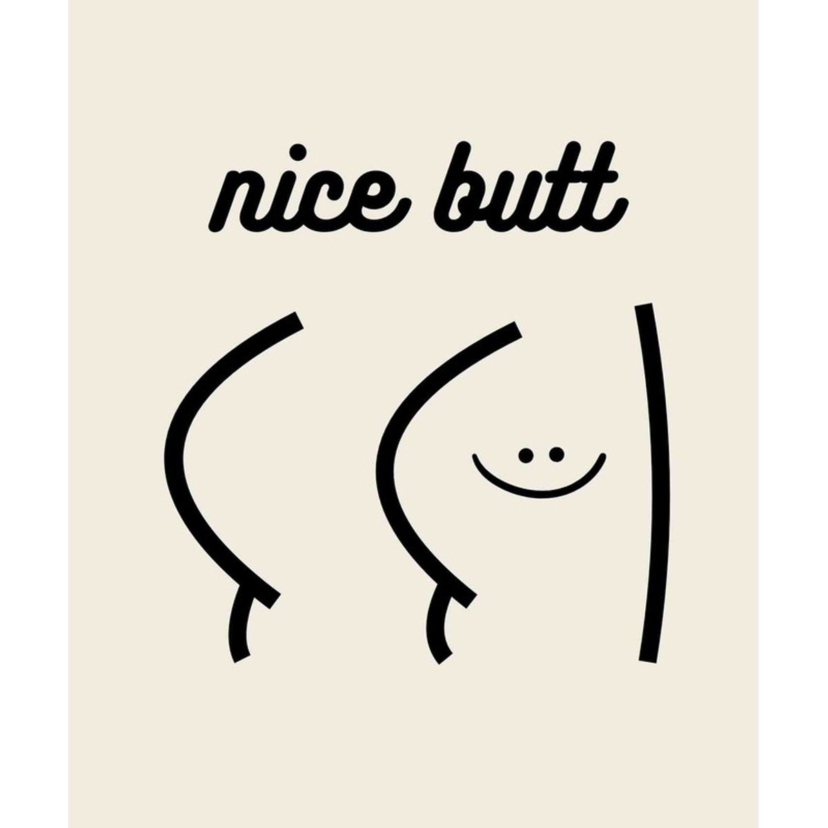 ARTE R LATTE - Artprint NICE BUTT BLACK - Cuadro de madera Vintage Moderno con vidrio