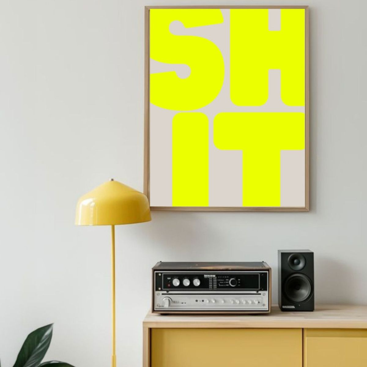 ARTE R LATTE - Artprint YELLOW SHIT - Cuadro de madera Vintage Moderno con vidrio