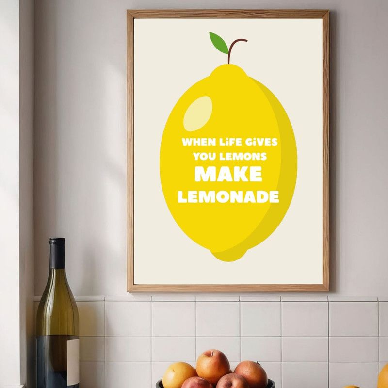 ARTE R LATTE - Artprint MAKE LEMODADE - Cuadro de madera Vintage Moderno con vidrio