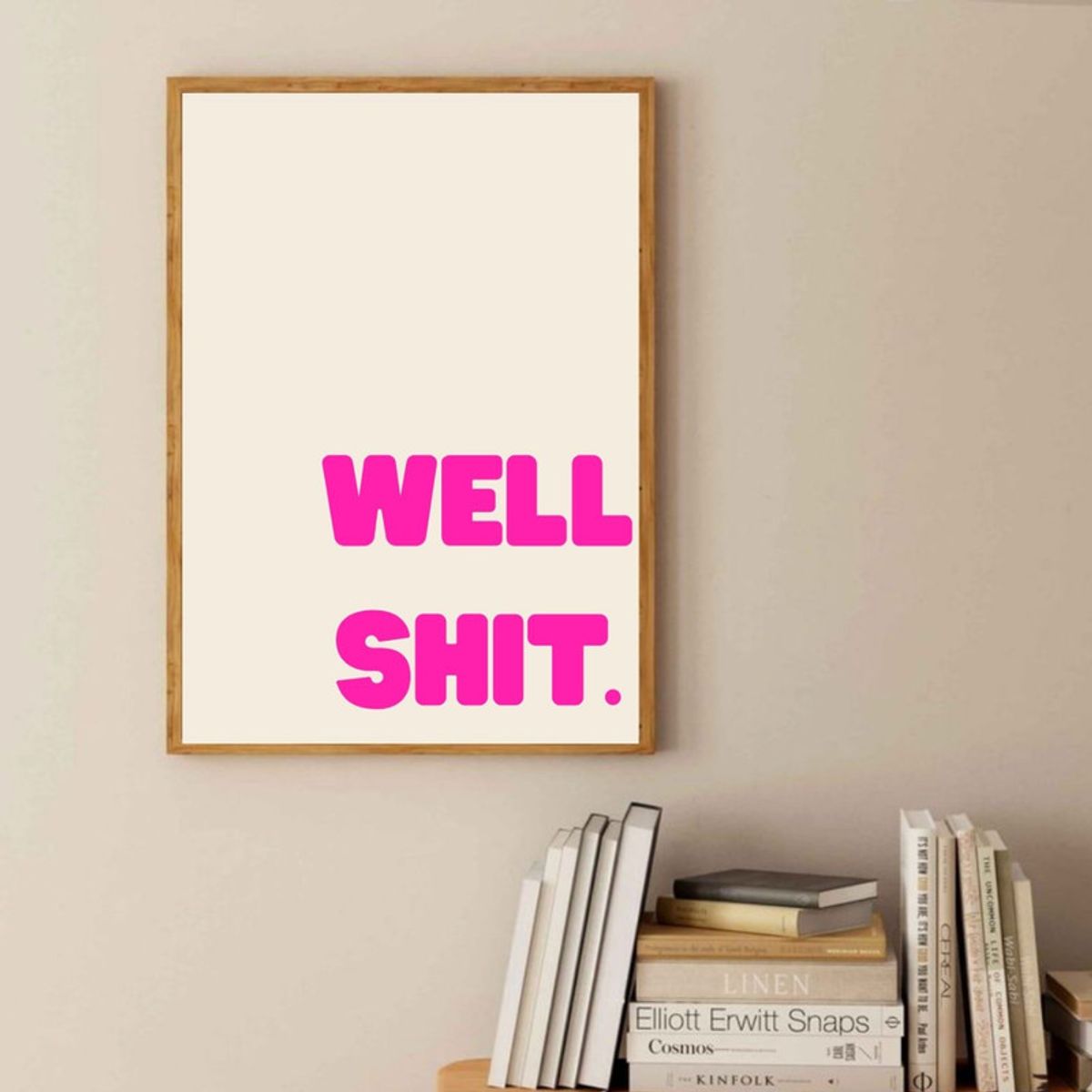 ARTE R LATTE - Artprint WELL SHIT - Cuadro de madera Vintage Moderno con vidrio