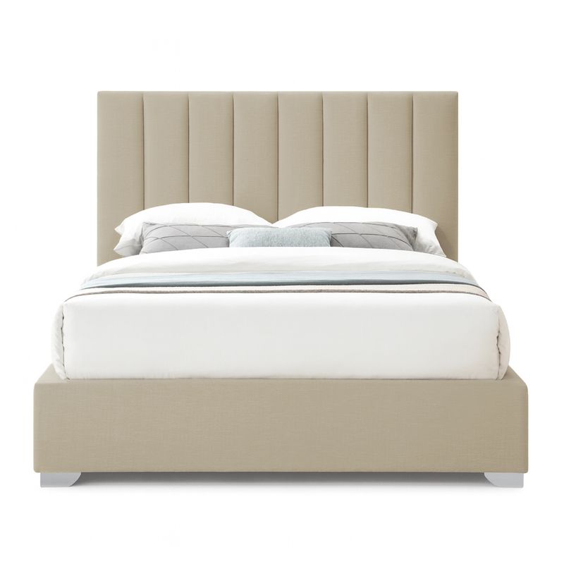 GENERICO - Cama Tapizada Listón Clavel Beige 1.5 Plz