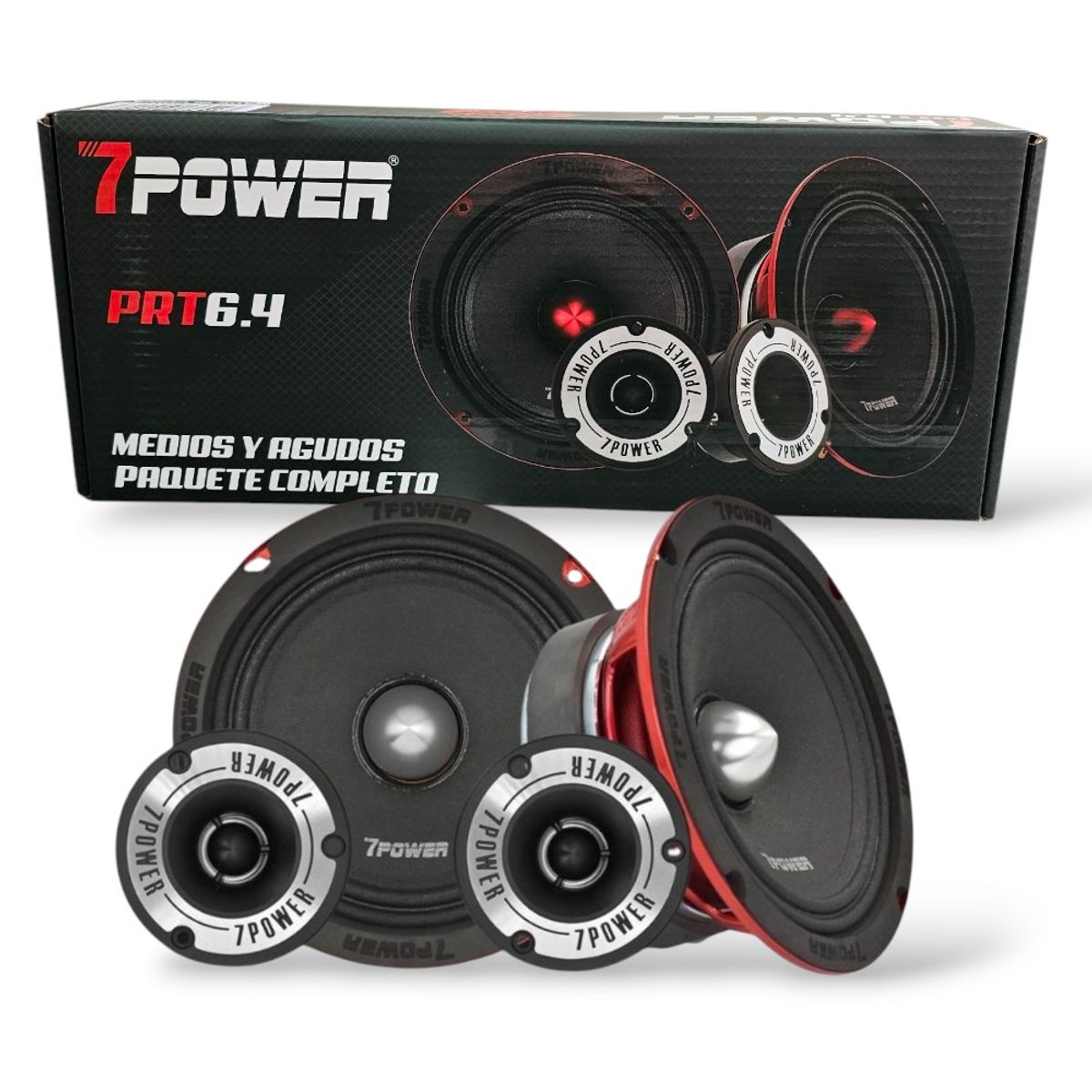 GENERICO - Parlantes Medios Rango 6.5 Pulgadas 500W + Tweeter Bala 300W 7 POWER