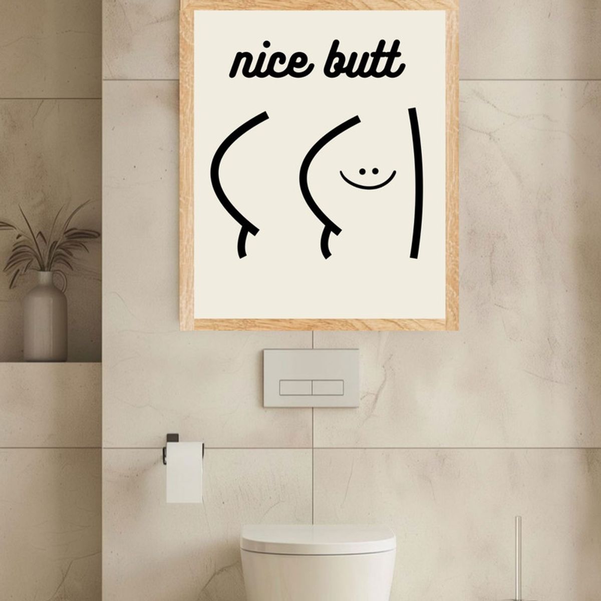 ARTE R LATTE - Artprint NICE BUTT BLACK - Cuadro de madera Vintage Moderno con vidrio
