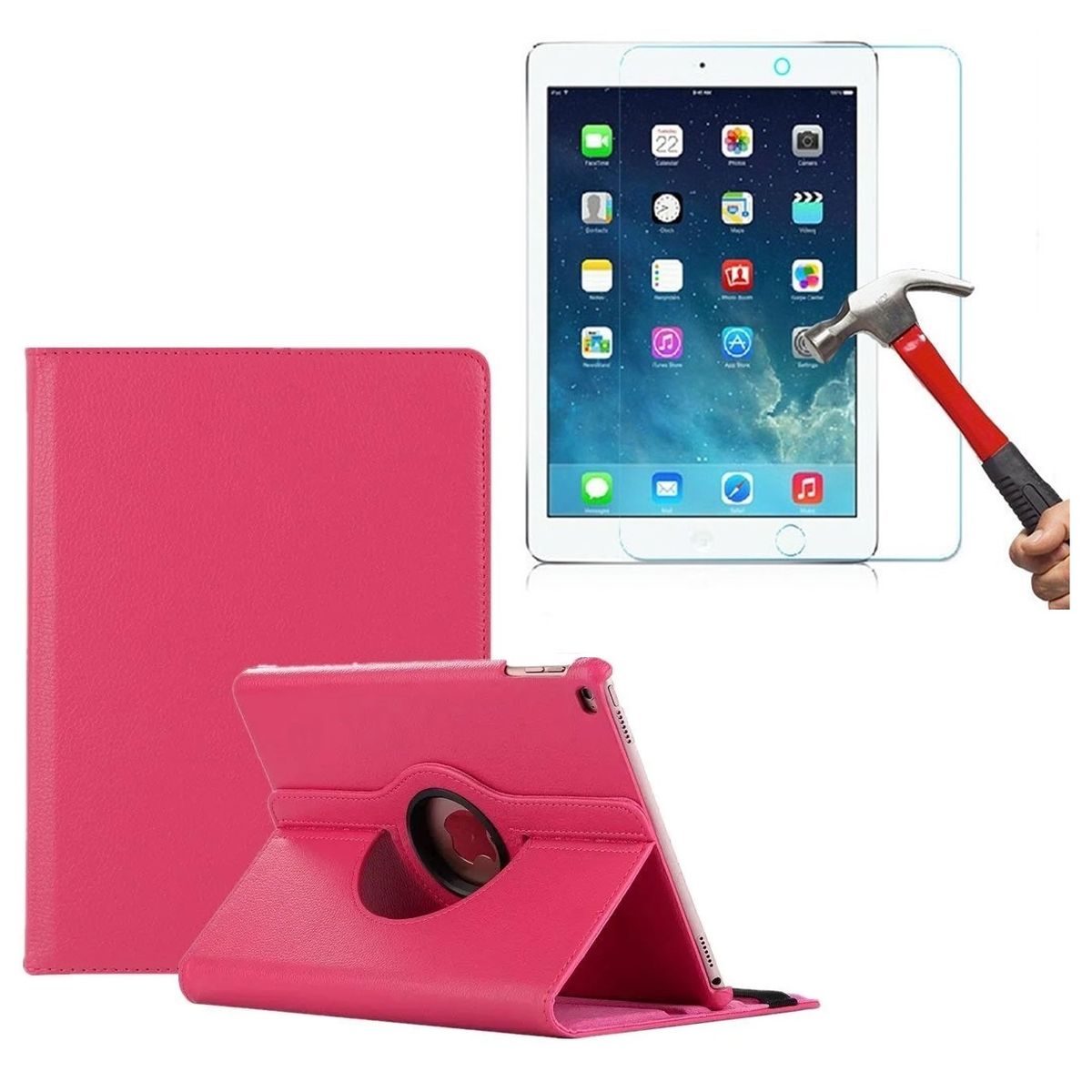GENERICO - Case Giratoria + Mica de Vidrio para iPad 9.7 6ta 2018 A1893 A1954