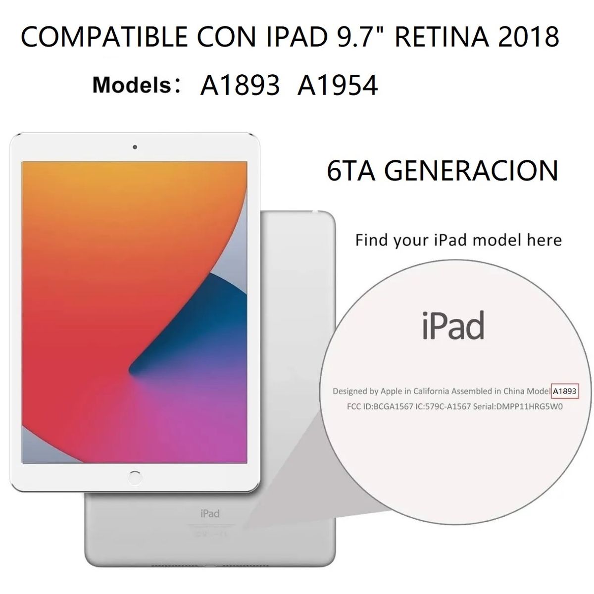 GENERICO - Case Giratoria + Mica de Vidrio para iPad 9.7 6ta 2018 A1893 A1954