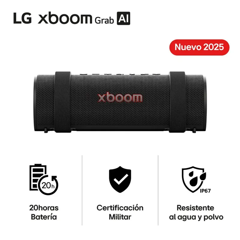 LG - Parlante Bluetooth LG XBOOM Grab 30W Certifición Militar Ip67 2025