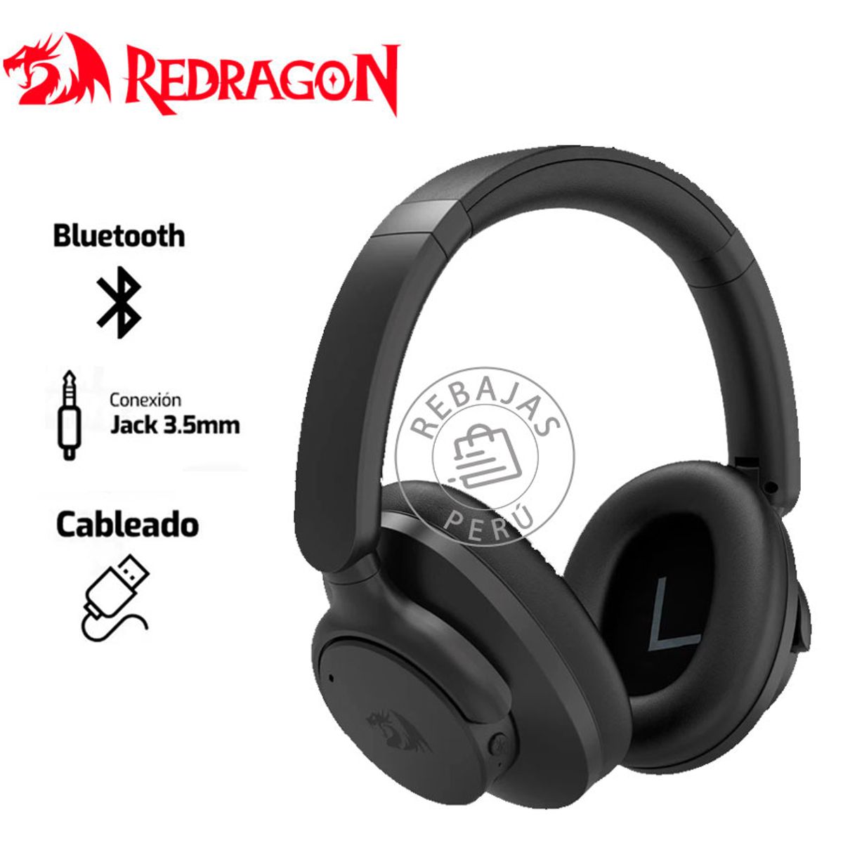 REDRAGON - Auriculares Redragon VibeCore H610 Wireless ANC Bluetooth Negro