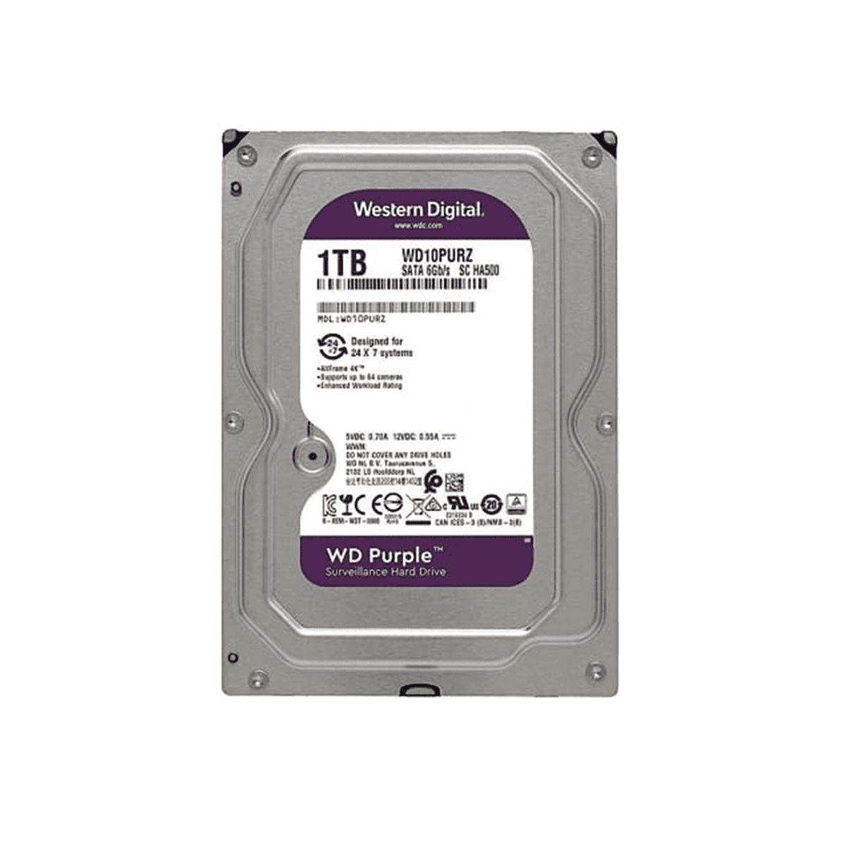 WESTERN DIGITAL - Disco Duro WD Purple 1TB 3.5 Pulgadas SATA III 5400RPM Vigilancia
