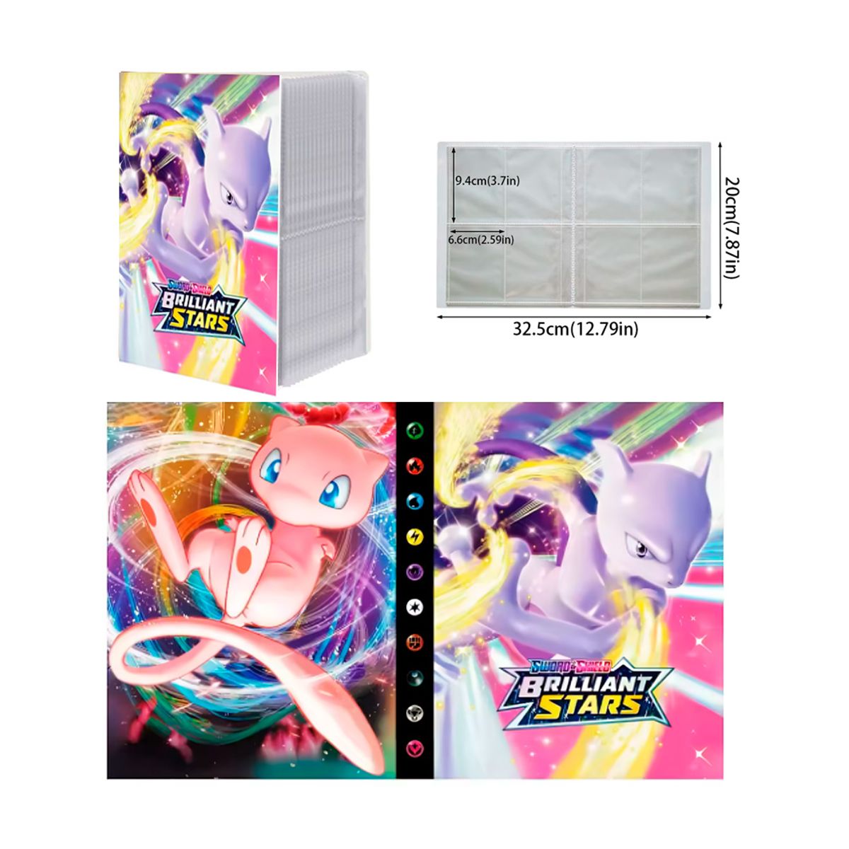 GENERICO - Folder 4 Bolsillos Capacidad 240 Cartas Mew Mewtwo