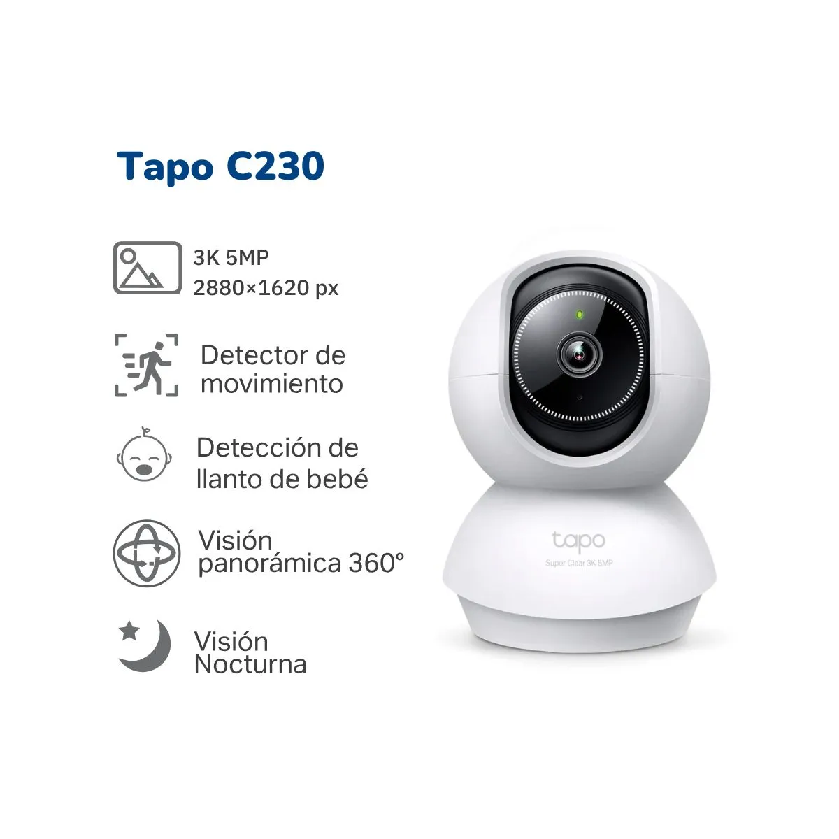TP LINK - Cámara de seguridad Tapo C230 para interior 3K 5MP detección IA avanzada