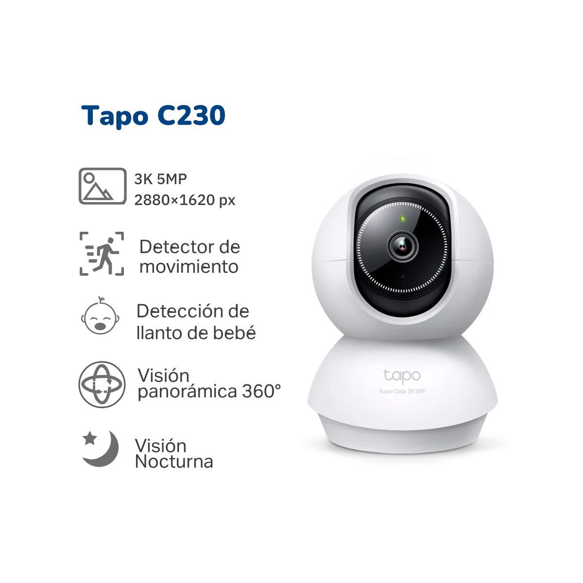 TP LINK - Cámara de seguridad Tapo C230 para interior 3K 5MP + Micro SD 64GB