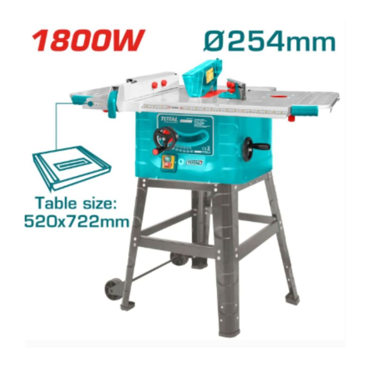 TOTAL TOOLS - Sierra de Mesa 1800W 4500RPM HOJA 25416MM Industrial - TS51825428