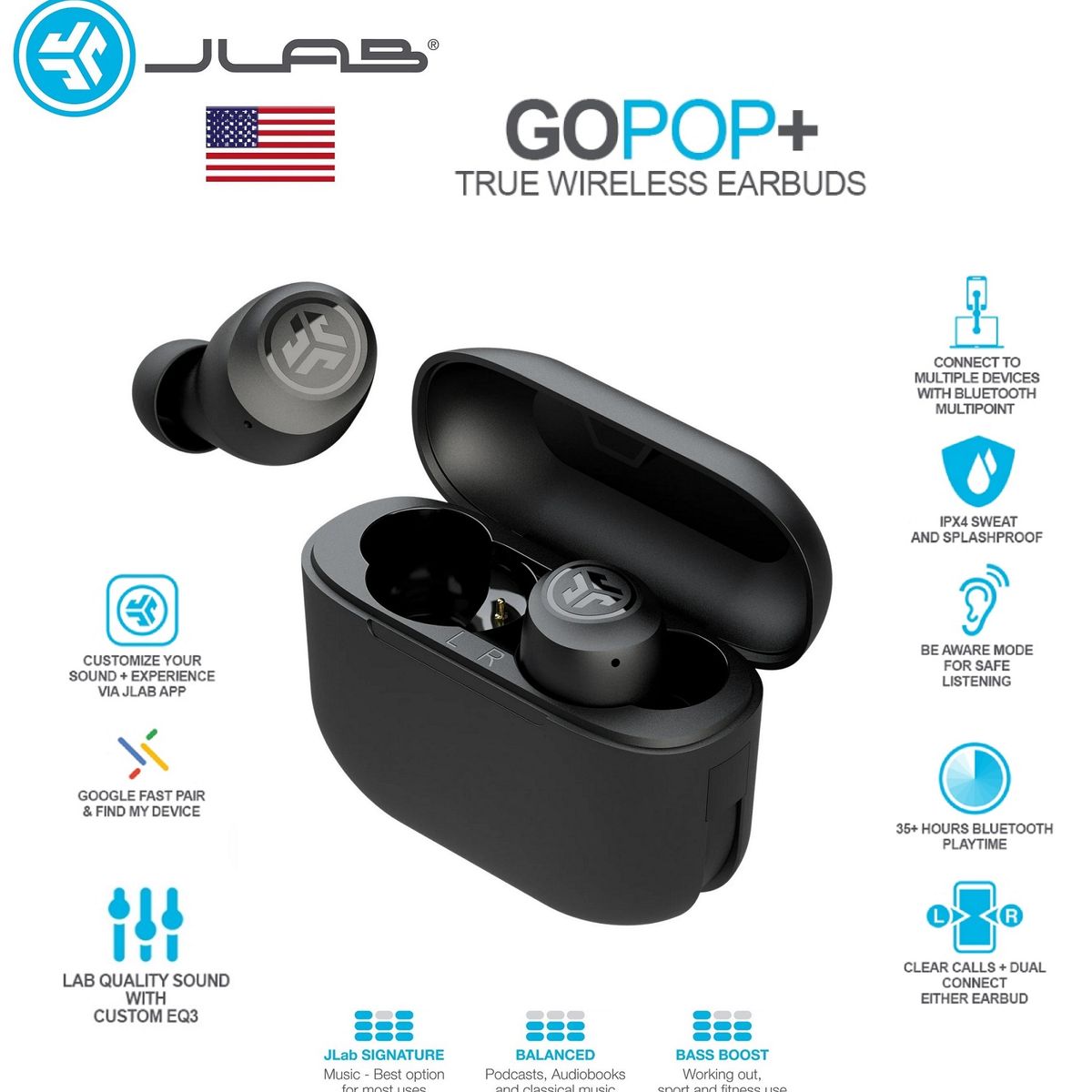 SKULLCANDY - JLAB GO POP + Audifonos Bluetooth TWS - Negro - No Dime Jib True