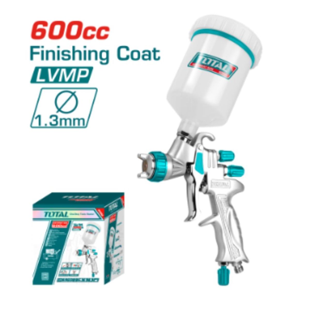 TOTAL - Aerografo de Gravedad LVMP 600CC  180-260MM Industrial - TAT10605