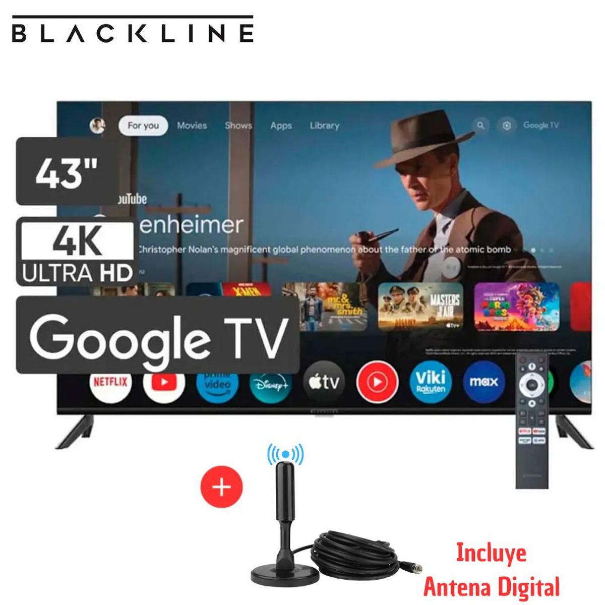 BLACKLINE - Televisor BLACKLINE 43 UHD 4K Smart TV BL43-T3000UD