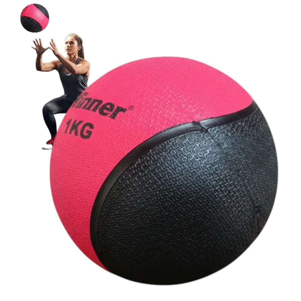 WINNER - Pelota O Balón Medicinal 1 Kg Con Rebote Funcional Rojo