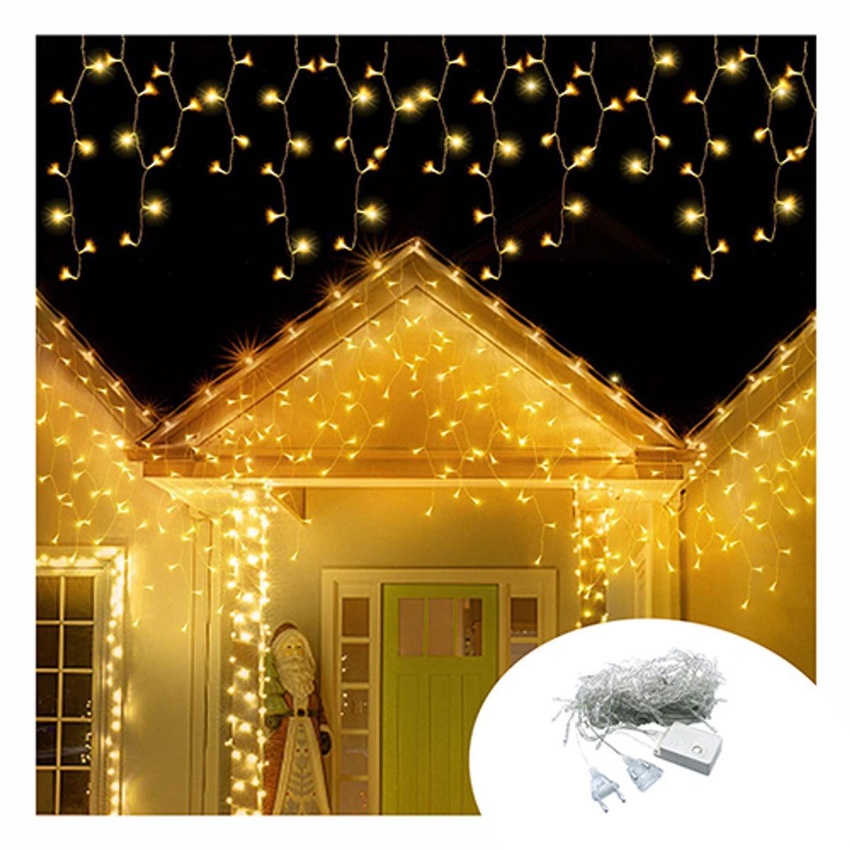 ARTEZA - Luces cálida  cascada con cable transparente de  400led con salida hembra