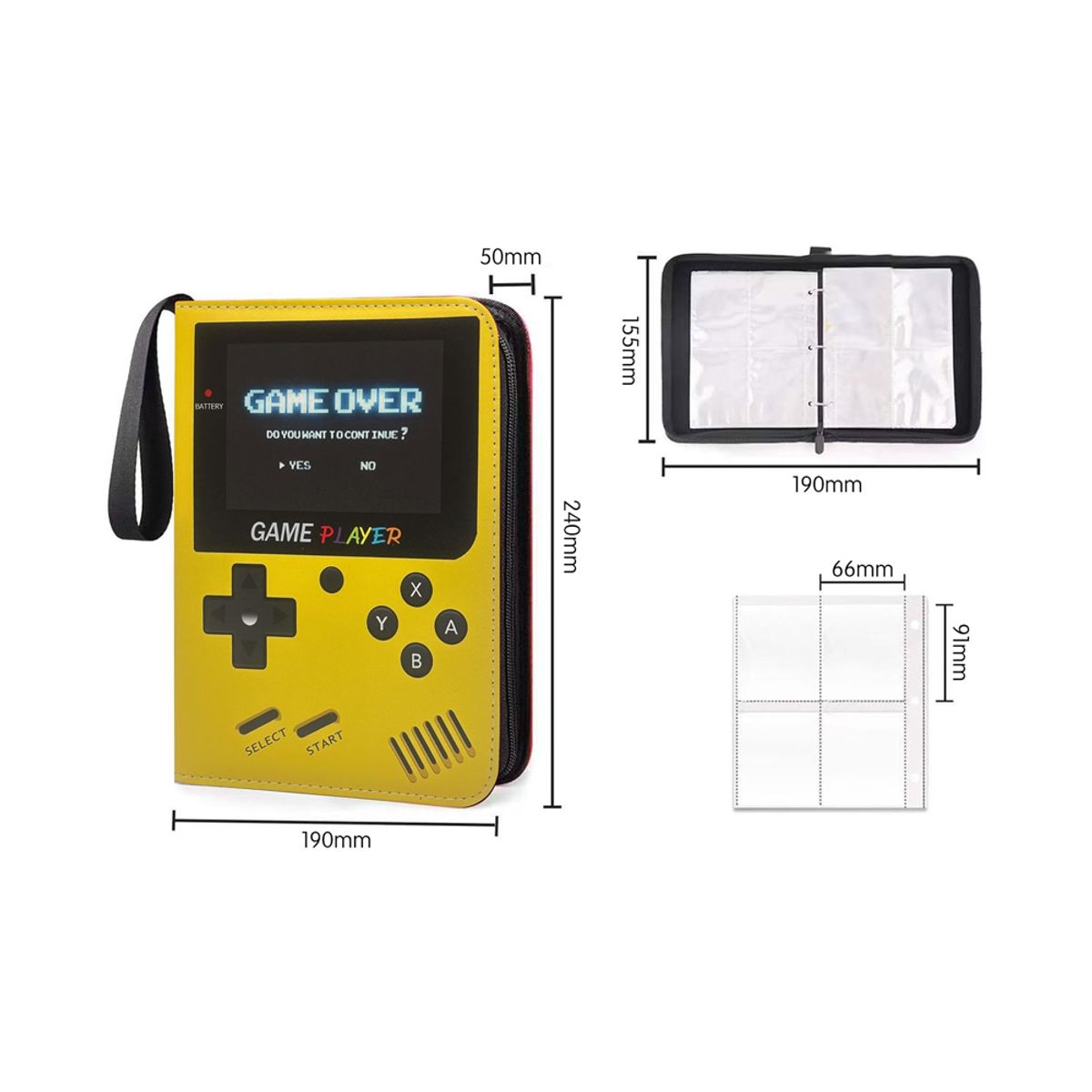 GENERICO - Folder 4 Pocket 400 Cartas GameBoy Yellow