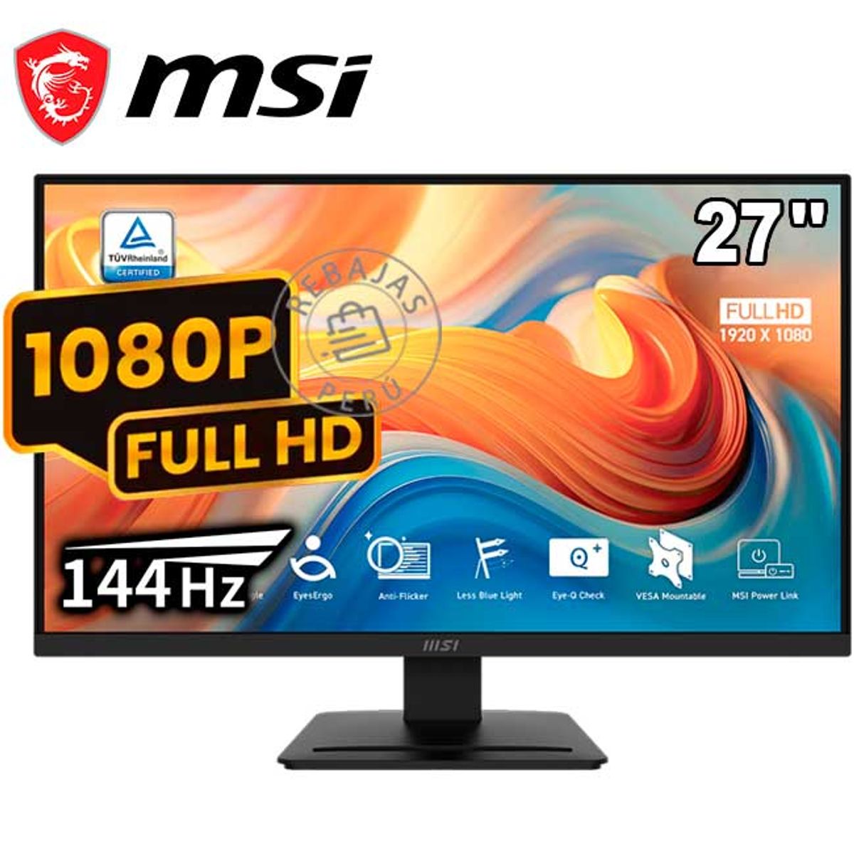 MSI - Monitor MSI PRO MP273L E14 27 IPS FHD 144Hz 1ms HDMI VGA HDR