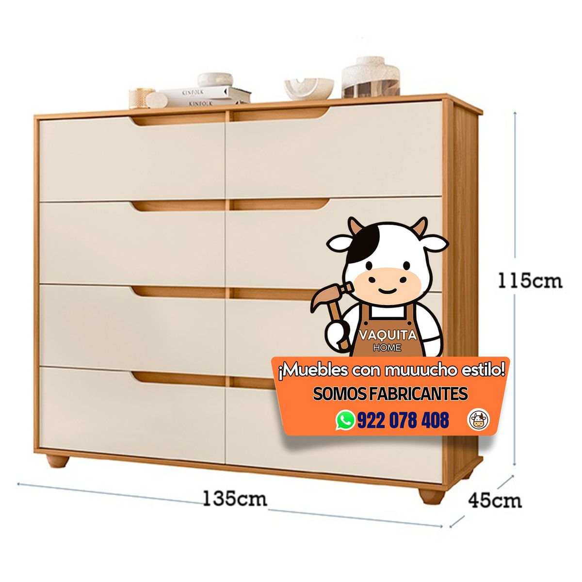 GENERICO - Comoda Grande 8Cj Exclusivo Horvart - Vaquita Home