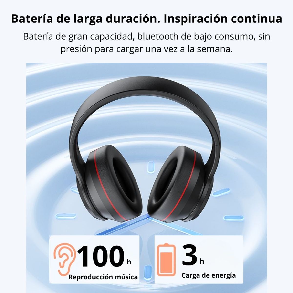 TRANYOO - Audífonos Bluetooth 5.3 HiFi con Sonido 360°, 100h y Diseño Plegable